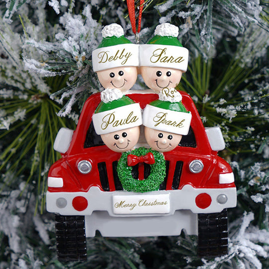 Personalized Family Car Christmas Tree Ornament with 7 Names Christmas Ornaments