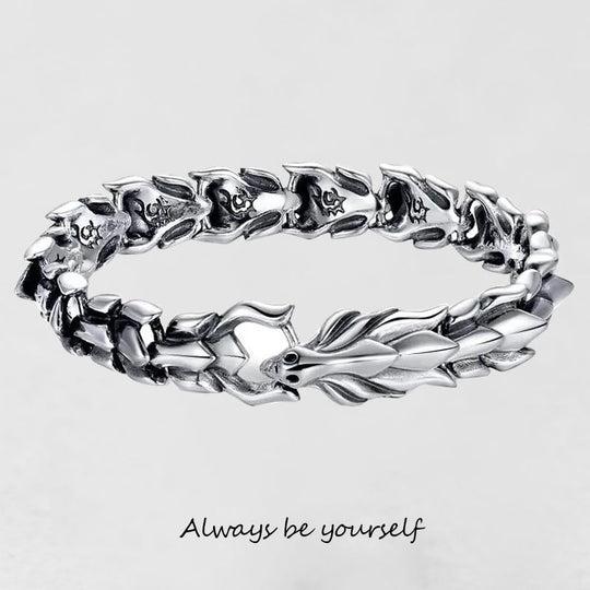 Mens Silver Dragon Bracelet