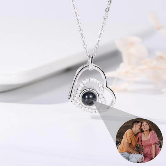 Heart Photo Necklace Personalized Projection Necklace Creative Gift for Her