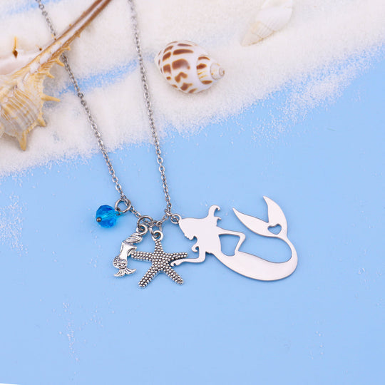 Ocean Starfish Mermaid Pendant Necklace