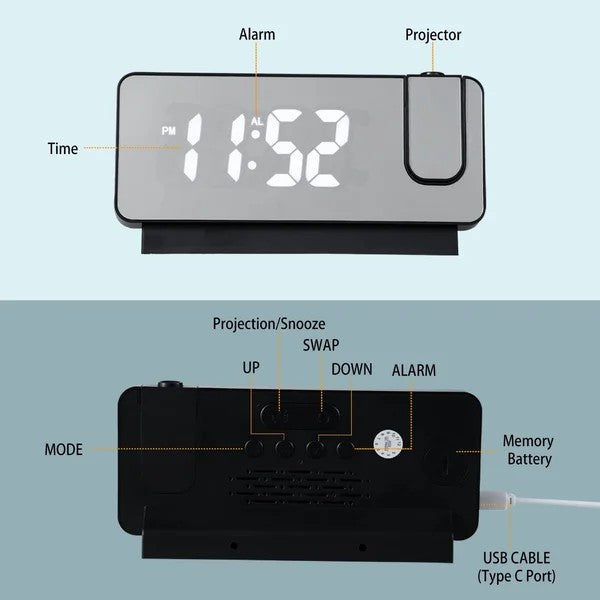 Mirror projection Alarm Clock
