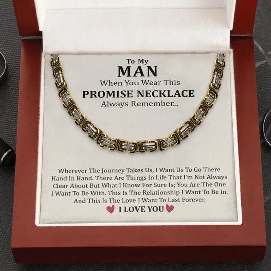 To My Man I LOVE YOU Cuban Link Necklace Stainless Steel Necklace Valentine's Gift for Husband Boyfriend