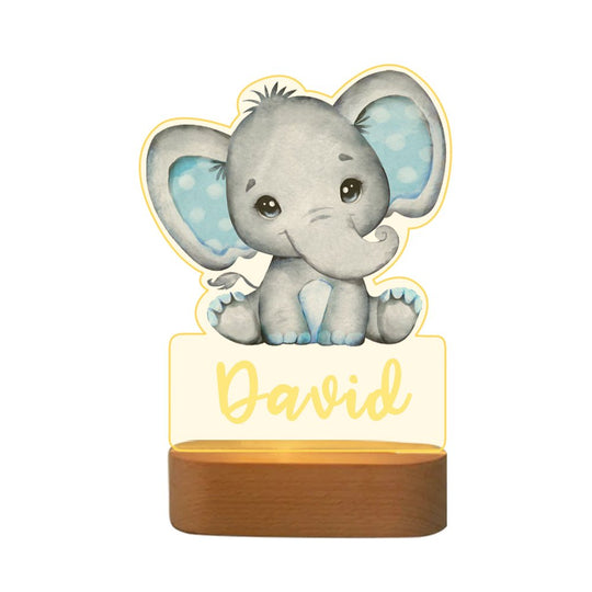 Personalized Elephant Night Light Custom Name LED Lamp for Kids