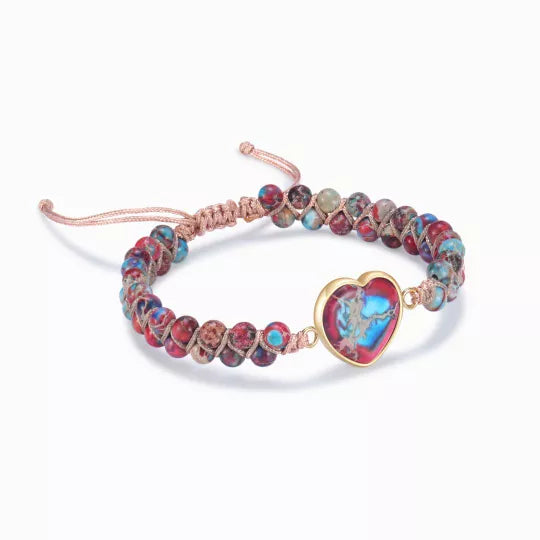 To My Granddaughter Love You Forever Jasper Heart Bracelet