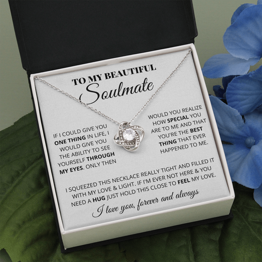 To My Beautiful Soulmate Love Knot Necklace Gift Set