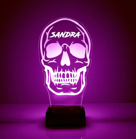 Hollowen Gift Personalized Skull Night Light Custom Name Led Lamp for Family