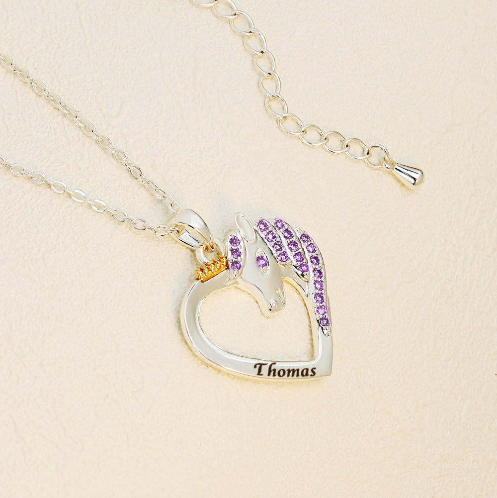 Personalized Pink & Blue Unicorn Necklace