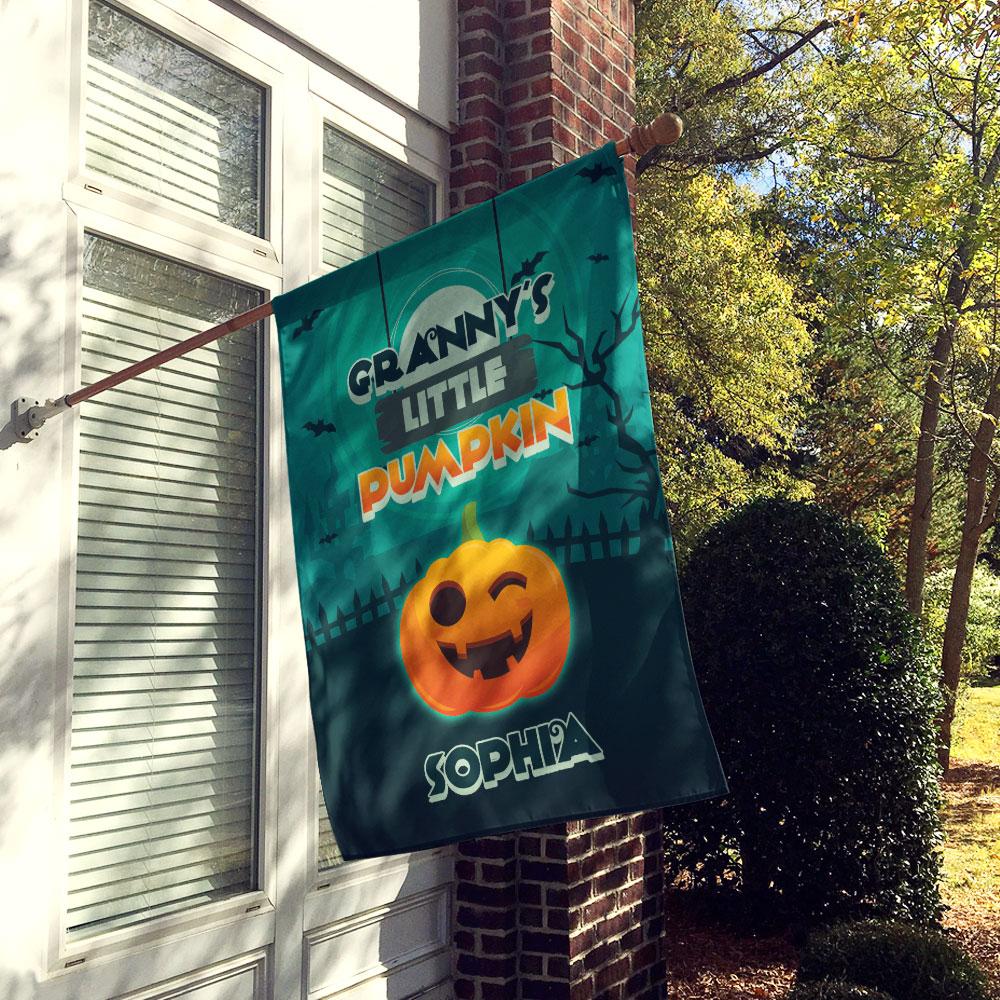 Personalized Halloween Garden Flag Custom 6 Names Flag "Grandma's Little Pumpkins"