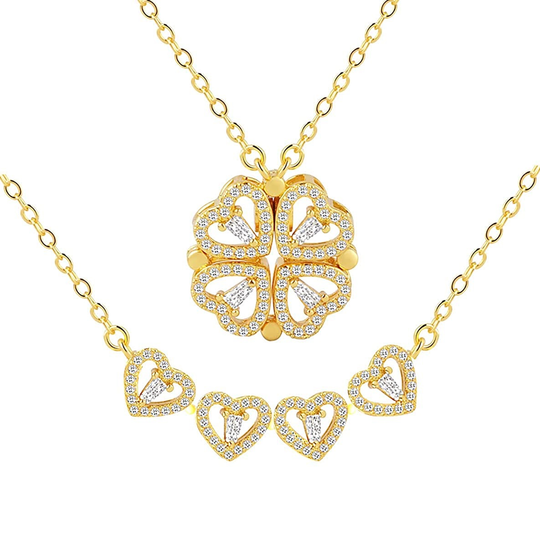 Four Leaf Clover Necklace Dainty Magnetic Heart Necklace for Her