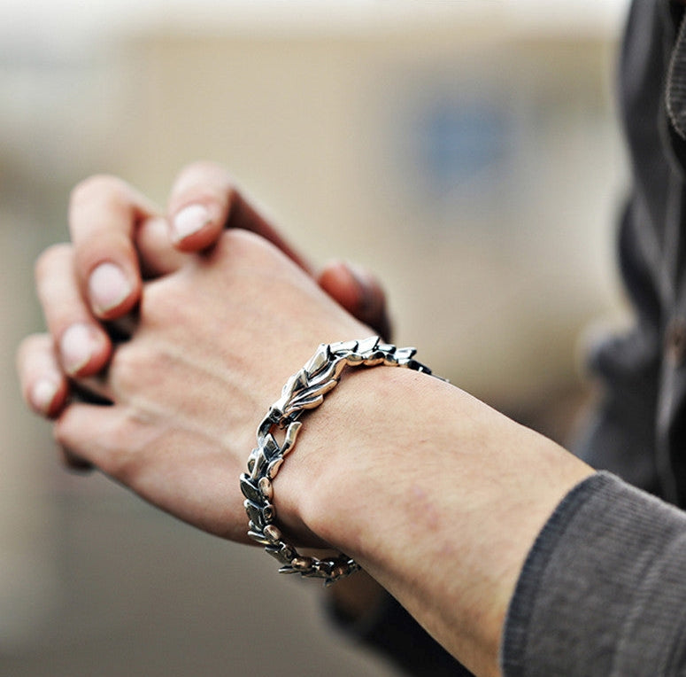 Mens Silver Dragon Bracelet