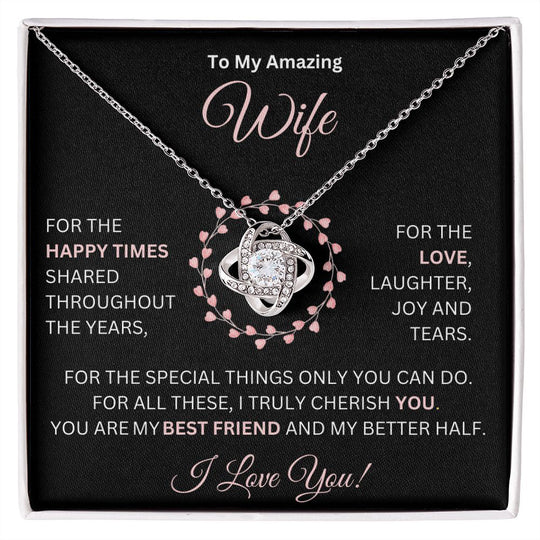 To My Amazing Wife Love Knot Necklace Gifts For Lover