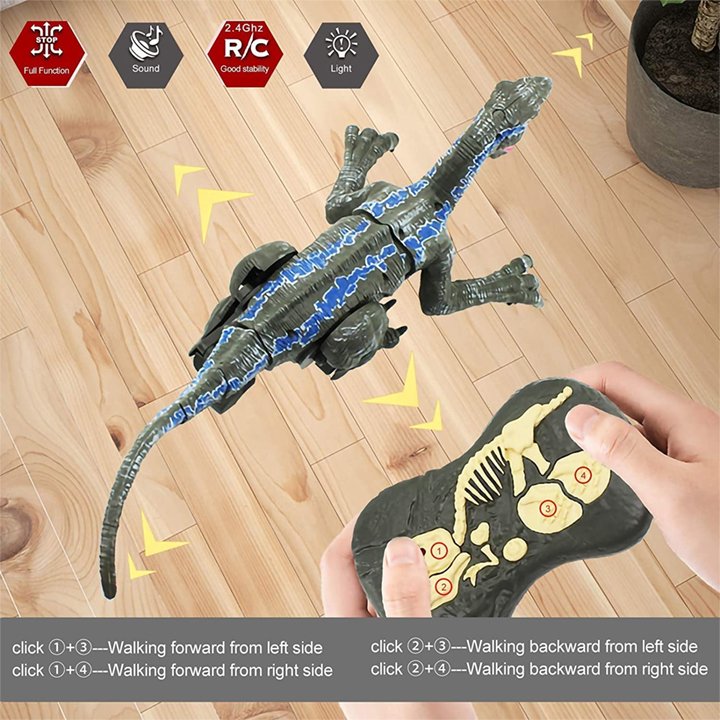 Hot Bee Remote Control Dinosaur Toys, Walking Robot Dinosaur w/ Roaring Sounds