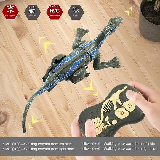 Hot Bee Remote Control Dinosaur Toys, Walking Robot Dinosaur w/ Roaring Sounds