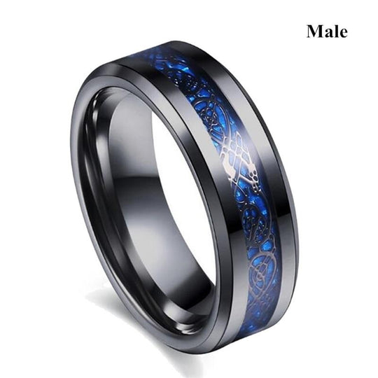 Wedding rings set his and hers-Couples Ring Set Clear Black & Blue Zirconia