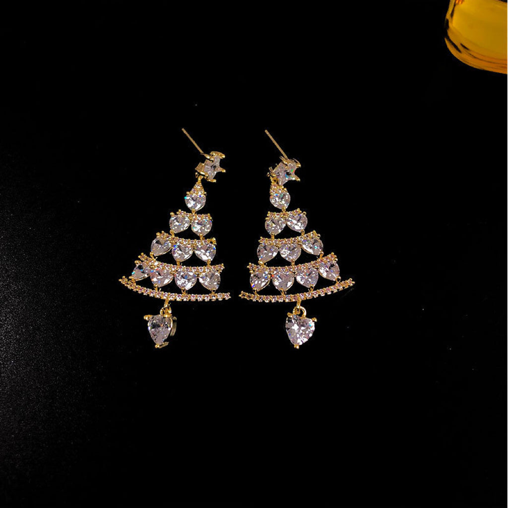 Diamond Christmas Tree Earrings