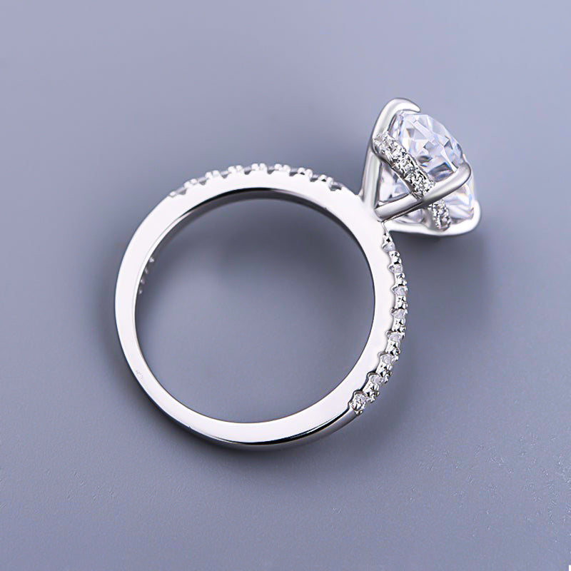 Classic Oval Cut Simulated Diamond Engagement Ring In White Gold