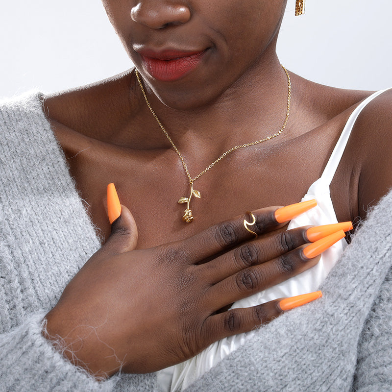 Rose gold necklace Necklace With A Rose Gold Rose Pendant Necklace