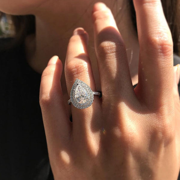 Eternity Double Halo Pear Cut 3-Pieces Wedding Set In Sterling Silver