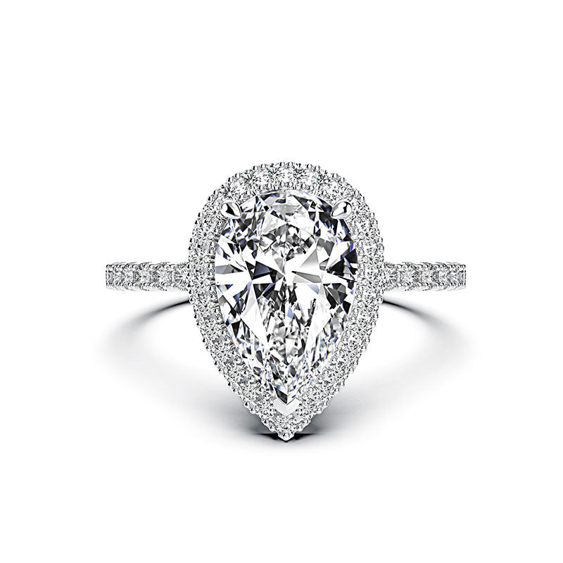 Classic 2.2 Carat Simulated Diamond Pear Cut Halo Engagement Ring for Her