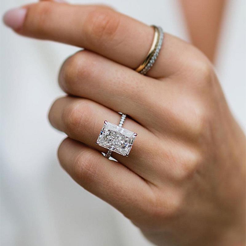 Classic Big Radiant Cut Simulated Diamond Engagement Ring for Women