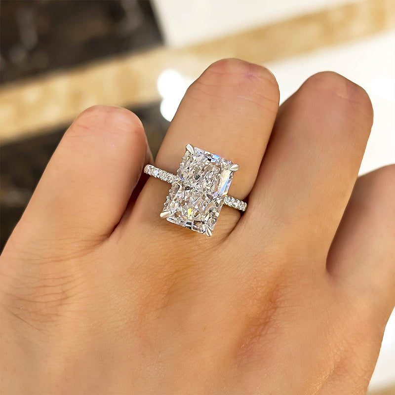 Classic Big Radiant Cut Simulated Diamond Engagement Ring for Women