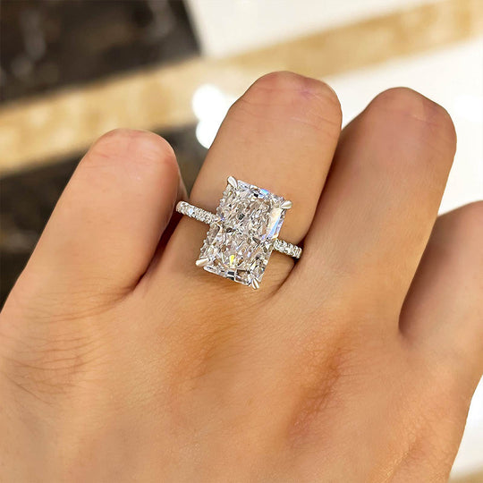 Classic Big Radiant Cut Simulated Diamond Engagement Ring for Women