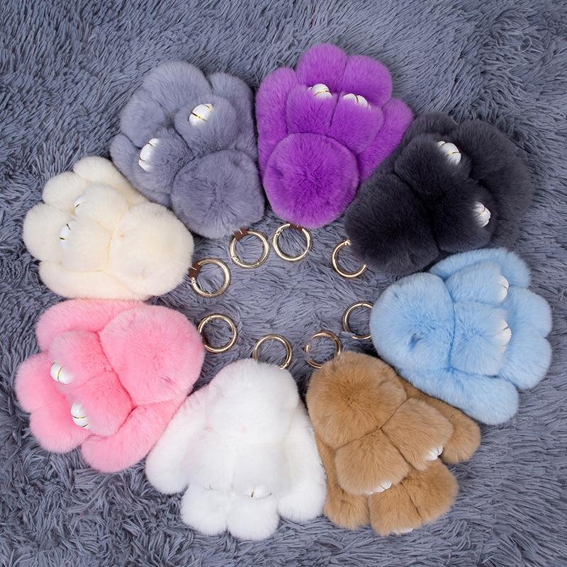 Fluffy Bunnies Fuzzy Fur Ball Pom Pom keychain- Bunny Keychain Cute Keychains-Boots N Bags Heaven-Boots N Bags Heaven