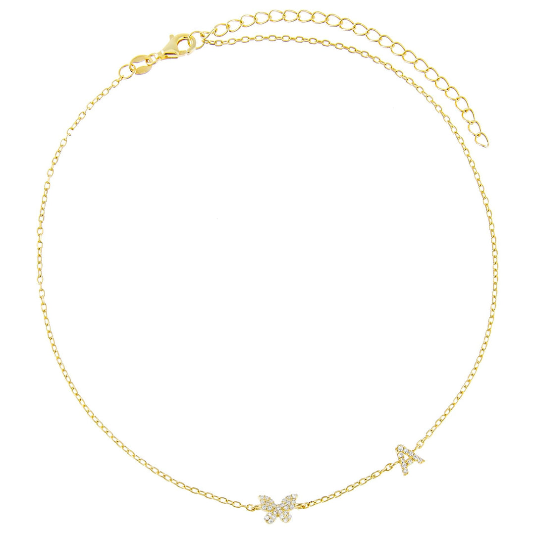  Pavé Butterfly Initial Choker - Adina's Jewels