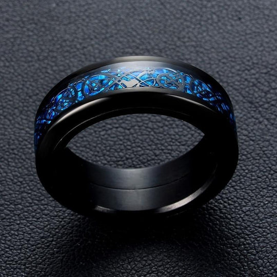 Wedding rings set his and hers-Couples Ring Set Clear Black & Blue Zirconia