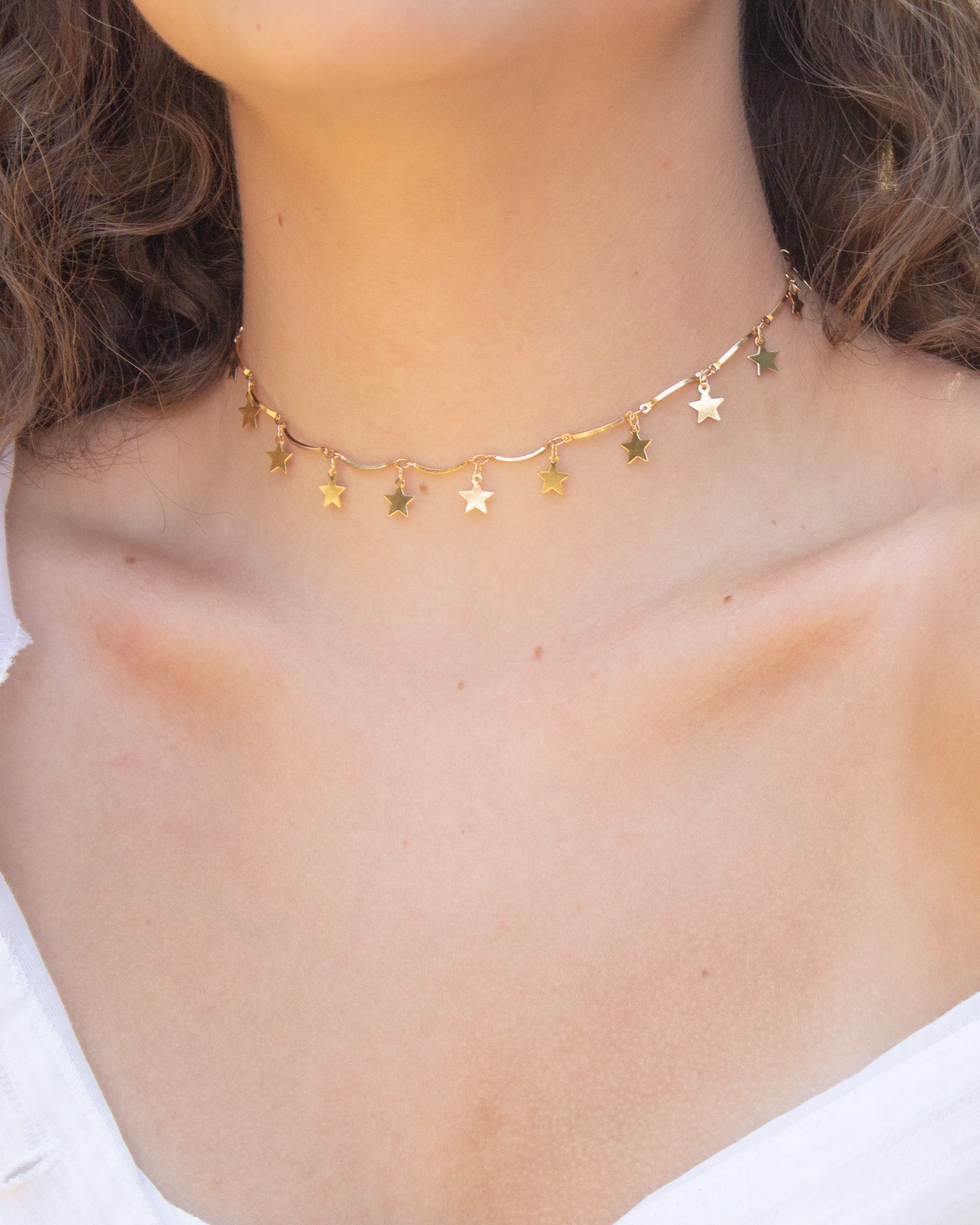 star choker necklace, gold star choker, star choker, gold star choker necklace