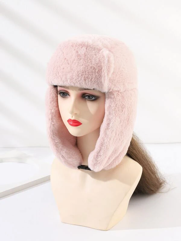 Ushanka Solid Fluffy Winter Trapper Hat