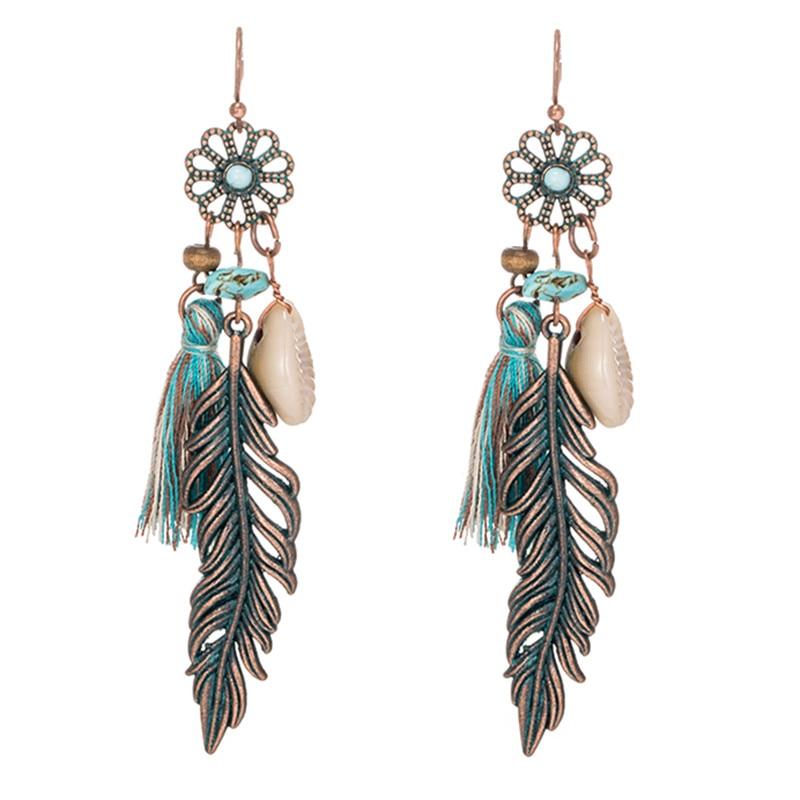 Long Drop Bohemian Ethnic Earrings with Tassel-Boots N Bags Heaven-Boots N Bags Heaven