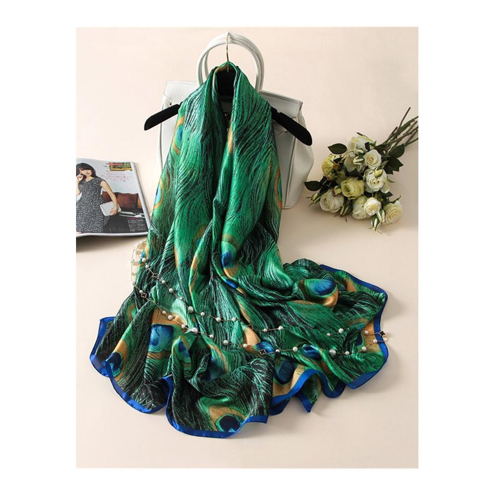 Luxurious Delicate Peacock & Floral Wrap Silky Vibrant Scarves-Boots N Bags Heaven-Boots N Bags Heaven