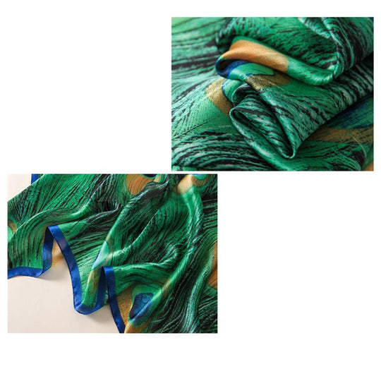 Luxurious Delicate Peacock & Floral Wrap Silky Vibrant Scarves-Boots N Bags Heaven-Boots N Bags Heaven