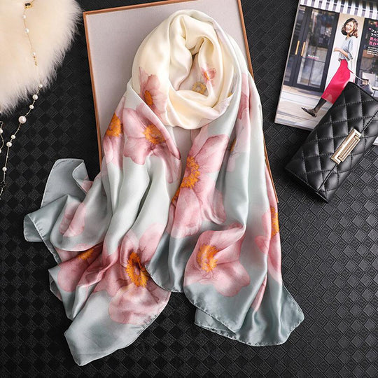 Luxurious Delicate Peacock & Floral Wrap Silky Vibrant Scarves-Boots N Bags Heaven-Boots N Bags Heaven