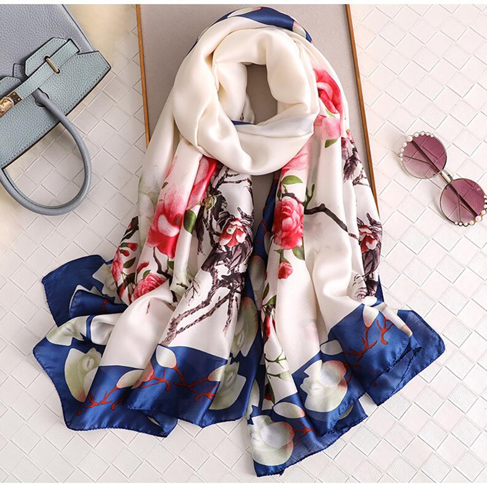 Luxurious Delicate Peacock & Floral Wrap Silky Vibrant Scarves-Boots N Bags Heaven-Boots N Bags Heaven