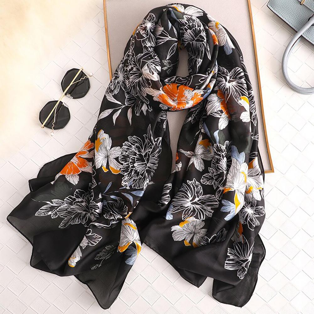 Luxurious Delicate Peacock & Floral Wrap Silky Vibrant Scarves-Boots N Bags Heaven-Boots N Bags Heaven