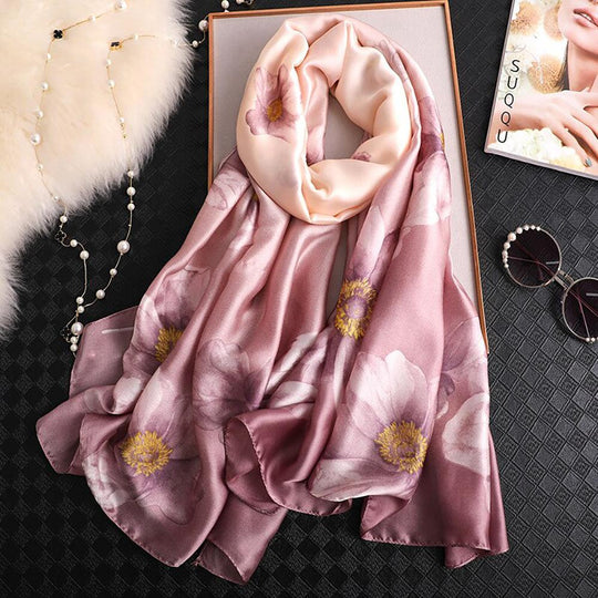 Luxurious Delicate Peacock & Floral Wrap Silky Vibrant Scarves-Boots N Bags Heaven-Boots N Bags Heaven