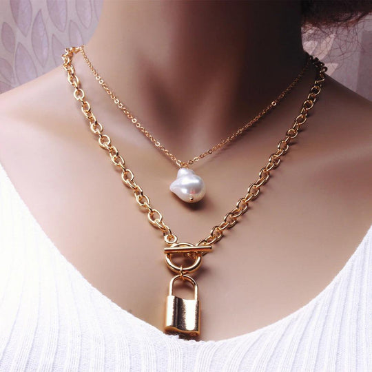 Multi Layer Pearl and Heart Pendant Chain Necklaces-Boots N Bags Heaven-Boots N Bags Heaven