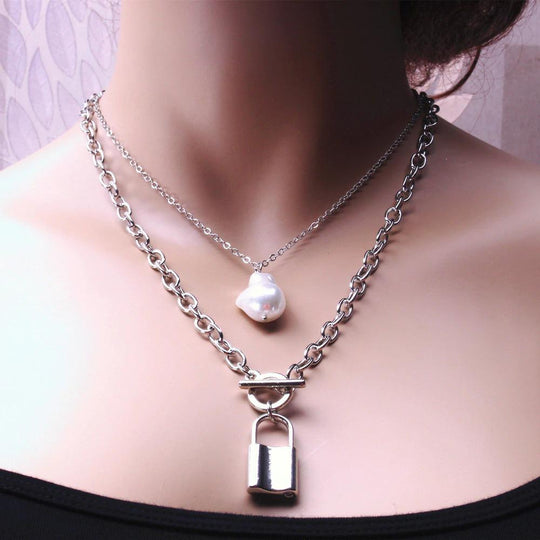 Multi Layer Pearl and Heart Pendant Chain Necklaces-Boots N Bags Heaven-Boots N Bags Heaven