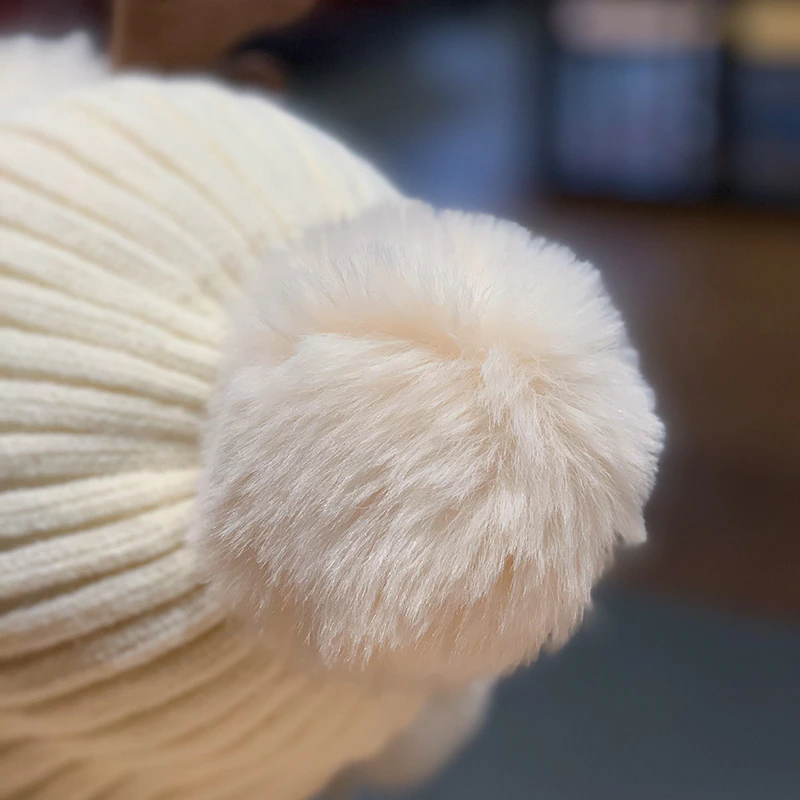 Cute Reindeer Pom Pom Winter Knit Hat - Kirakira World - grungestyle - kawaii fashion -kawaii store-kawaii aesthetic - kawaiistyle