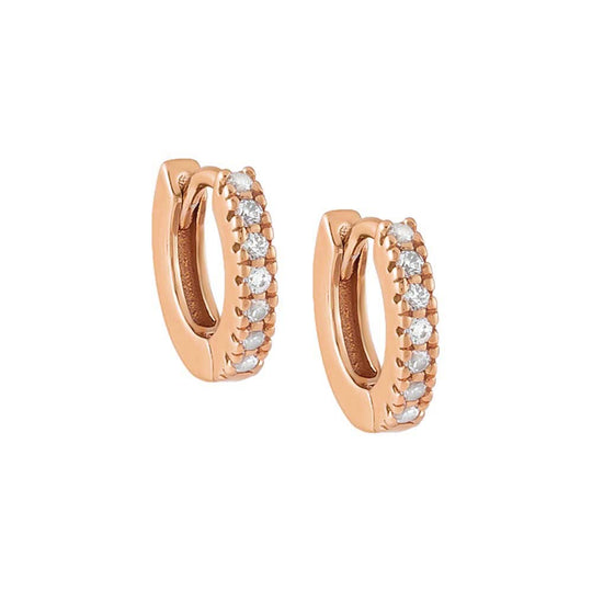 Rose Gold / 10 MM CZ Mini Huggie Earring - Adina's Jewels