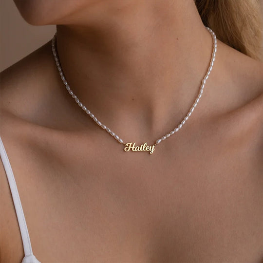 Personalized Pearl Name Necklace