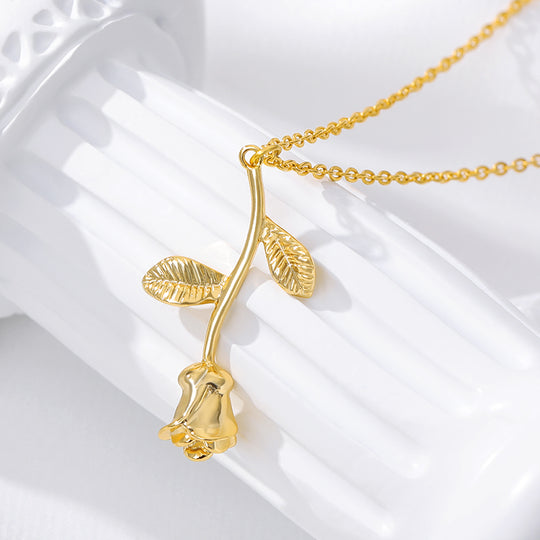 Rose gold necklace Necklace With A Rose Gold Rose Pendant Necklace