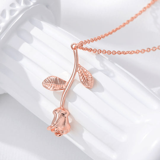 Rose gold necklace Necklace With A Rose Gold Rose Pendant Necklace