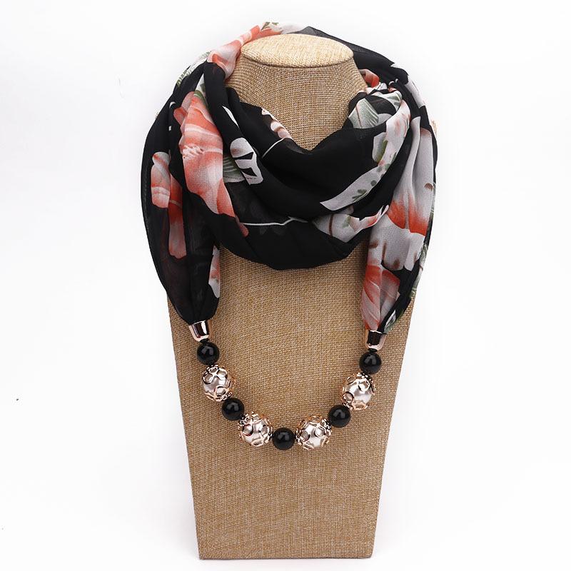 Summer Floral Chiffon Scarf with Necklace-Boots N Bags Heaven-Boots N Bags Heaven