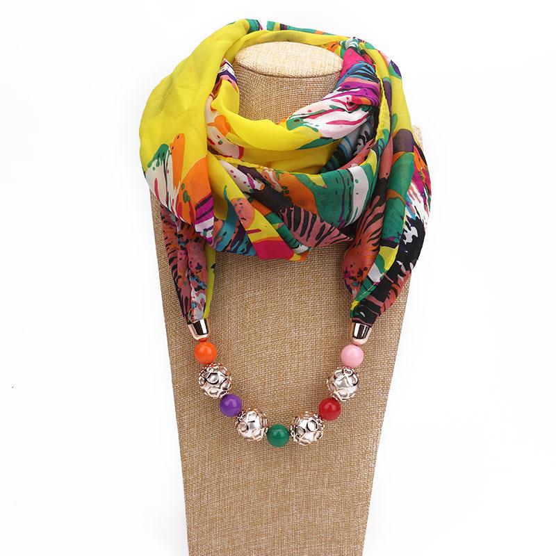 Summer Floral Chiffon Scarf with Necklace-Boots N Bags Heaven-Boots N Bags Heaven