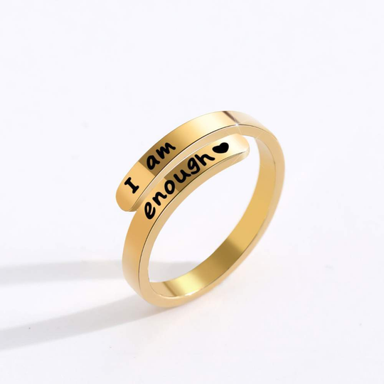 Adjustable | 925 Sterling Silver | 'I Am Enough' Ring-Awareness Avenue™-Awareness,best-seller,enough,gift: All,gift: Inspirational,IAmEnough,jewellery,Jewelry,Ring,ring: All,ring: Inspirational,Semicolon,Silver