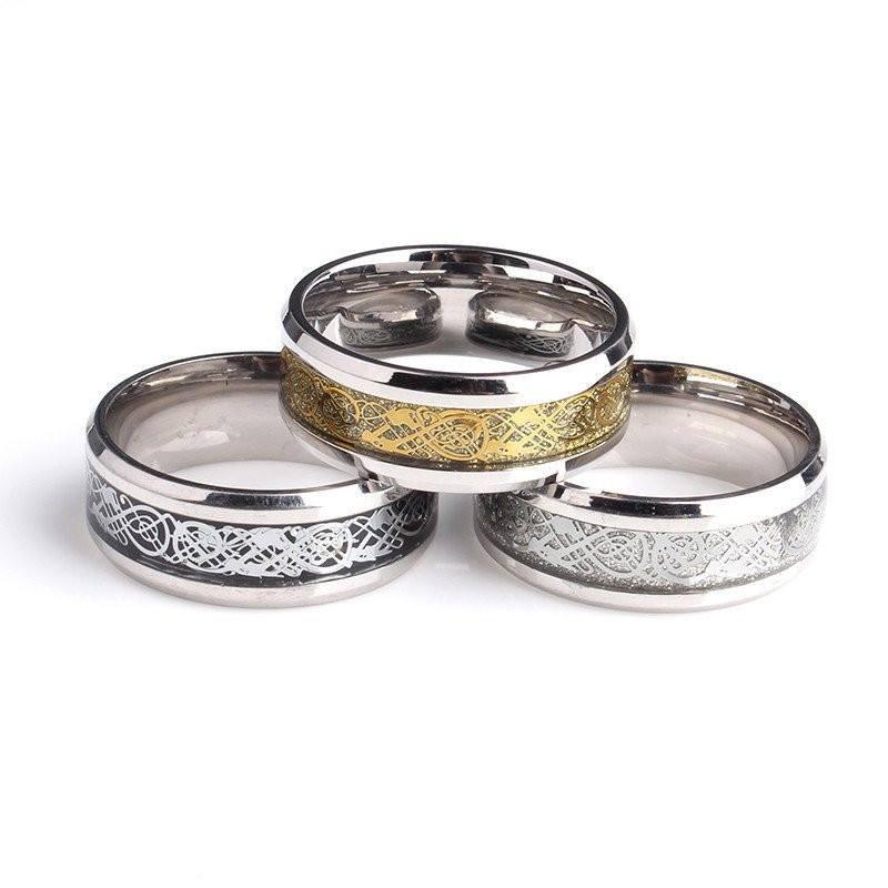 Nordic Dragon - Viking Steel Ring - The Dragon Shop