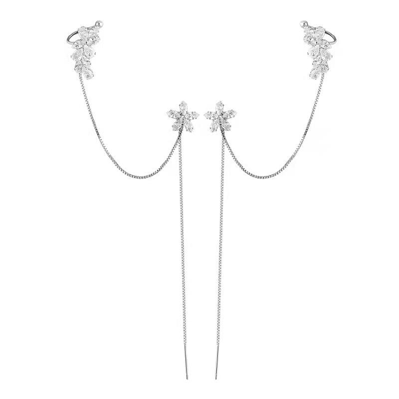 Flower Threader Earring SILVER Earring MelodyNecklace